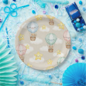 Cute Teddy Bear Hot Air Balloon Neutral Pattern 7 ペーパープレート (パーティー)