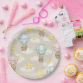 Cute Teddy Bear Hot Air Balloon Neutral Pattern 7 ペーパープレート (パーティー)