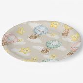Cute Teddy Bear Hot Air Balloon Neutral Pattern 7 ペーパープレート (アングル)