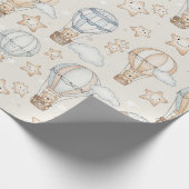 Cute Teddy Bear Hot Air Balloon Neutral Pattern 7 ラッピングペーパー (角)