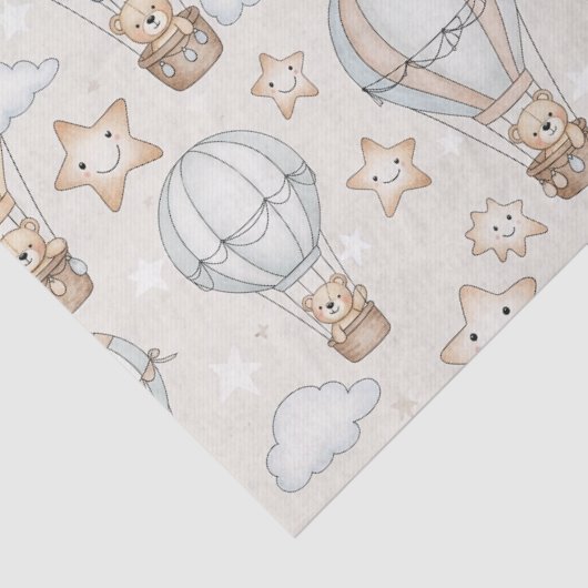 Cute Teddy Bear Hot Air Balloon Neutral Pattern 7 薄葉紙 (詳細)