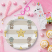 Cute Teddy Bear Hot Air Balloon Neutral Pattern 8 ペーパープレート (パーティー)