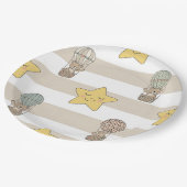 Cute Teddy Bear Hot Air Balloon Neutral Pattern 8 ペーパープレート (アングル)