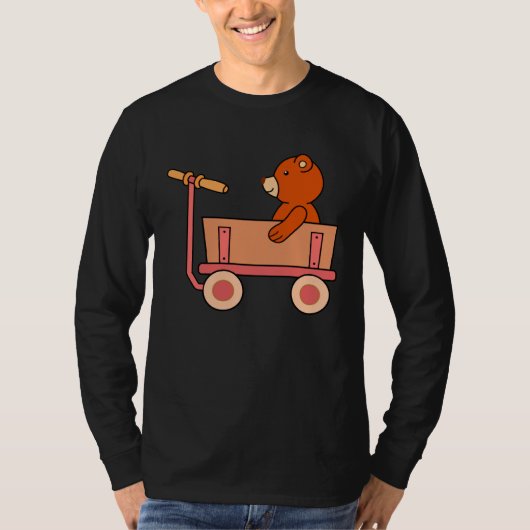 Cute teddy bear in handcart girls women boys men tシャツ (正面)