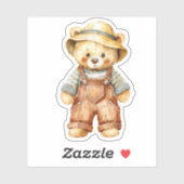 Cute Teddy Bear in Overalls シール (シート)