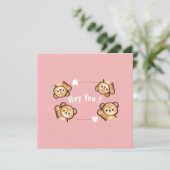 Cute Teddy Bear Invitation Card – Hey You Pink   招待状 (スタンド正面)