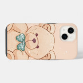 Cute Teddy Bear iPhone Case - Pastel Kawaii Phone  iPhoneケース (裏面横)