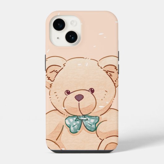 Cute Teddy Bear iPhone Case - Pastel Kawaii Phone  iPhoneケース (裏面)