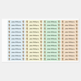 Cute Teddy Bear Kids' Name Clothing School Labels ラベル