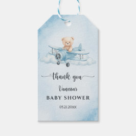 Cute Teddy Bear Little Pilot Baby Shower Favor  ギフトタグ