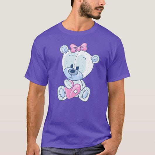 Cute Teddy Bear Love Heart Tシャツ (正面)