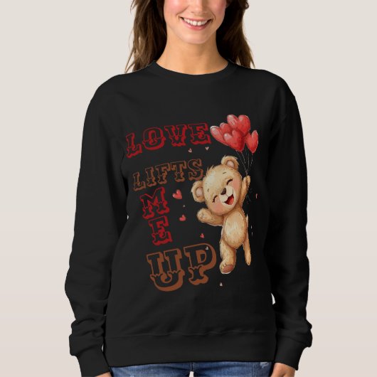 Cute Teddy Bear Love Hearts スウェットシャツ (正面)