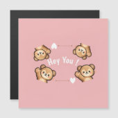 Cute Teddy Bear Magnetic Card – Hey You  マグネット招待状 (正面/裏面)