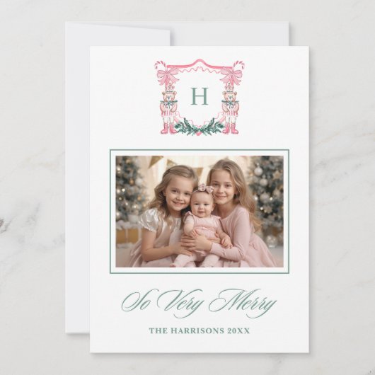 Cute Teddy Bear Monogram Crest  シーズンカード (正面)