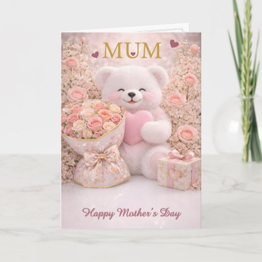 Cute Teddy Bear Mothers Day Card カード (正面)