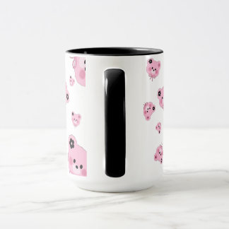Cute Teddy Bear Mug – Pink & Black Coffee Cup マグカップ