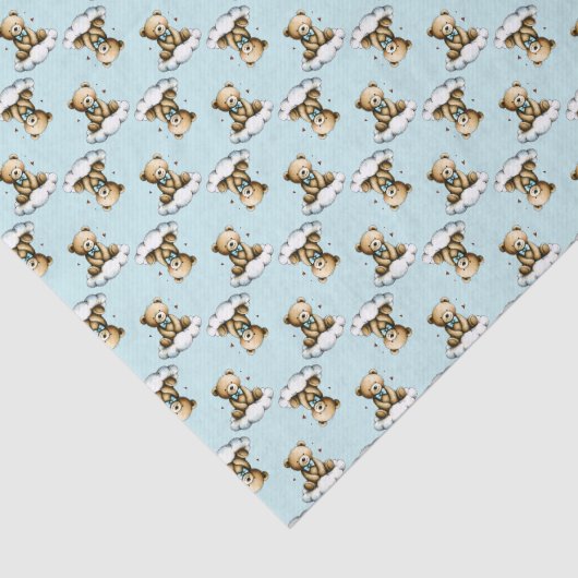 Cute Teddy Bear on a Cloud Blue Bow Tie 薄葉紙 (詳細)