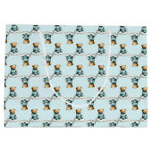 Cute Teddy Bear on a Cloud Blue PJs ラージペーパーバッグ (裏面)