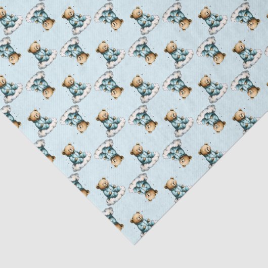 Cute Teddy Bear on a Cloud Blue PJs 薄葉紙 (詳細)