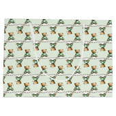 Cute Teddy Bear on a Cloud Green PJs ラージペーパーバッグ (裏面)