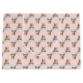Cute Teddy Bear on a Cloud Pink PJs ラージペーパーバッグ (正面)