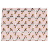 Cute Teddy Bear on a Cloud Pink PJs ラージペーパーバッグ (裏面)