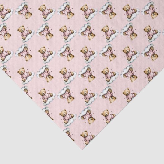 Cute Teddy Bear on a Cloud Pink PJs 薄葉紙 (詳細)