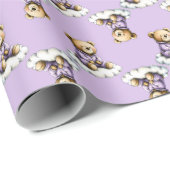 Cute Teddy Bear on a Cloud Purple PJs ラッピングペーパー (ロールコーナー)