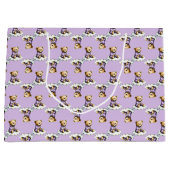 Cute Teddy Bear on a Cloud Purple PJs ラージペーパーバッグ (正面)