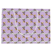 Cute Teddy Bear on a Cloud Purple PJs ラージペーパーバッグ (裏面)