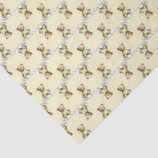 Cute Teddy Bear on a Cloud Yellow Hoodie Bodysuit 薄葉紙 (詳細)