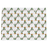 Cute Teddy Bear on a Fluffy Cloud Green PJs ラージペーパーバッグ (正面)