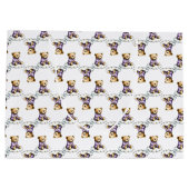 Cute Teddy Bear on a Fluffy Cloud Purple PJs ラージペーパーバッグ (裏面)