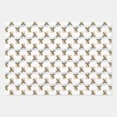 Cute Teddy Bear on Fluffy Cloud Blue Bow Tie ラッピングペーパーシート (正面)