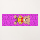 Cute Teddy Bear on Pink Geometric  ヨガマット (裏面(横))