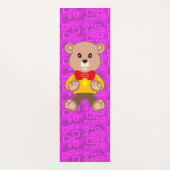Cute Teddy Bear on Pink Geometric  ヨガマット (裏面)