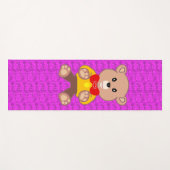 Cute Teddy Bear on Pink Geometric  ヨガマット (正面(横))