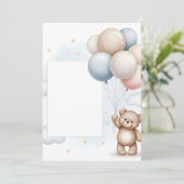 Cute Teddy Bear Pastel Balloons Invitation Frame 招待状 (スタンド正面)
