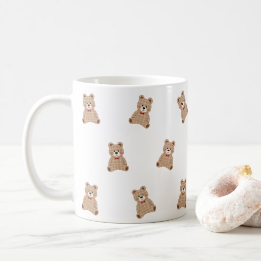 Cute Teddy Bear Pattern Mug – Aesthetic Cozy Gift  コーヒーマグカップ (ドーナツ)