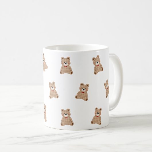 Cute Teddy Bear Pattern Mug – Aesthetic Cozy Gift  コーヒーマグカップ (正面右)