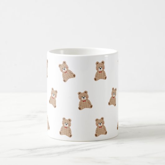 Cute Teddy Bear Pattern Mug – Aesthetic Cozy Gift  コーヒーマグカップ (中央)