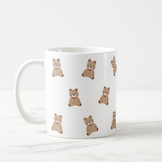 Cute Teddy Bear Pattern Mug – Aesthetic Cozy Gift コーヒーマグカップ (左)