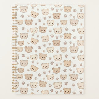 Cute Teddy Bear Pattern Notebook Cover Background プランナー手帳