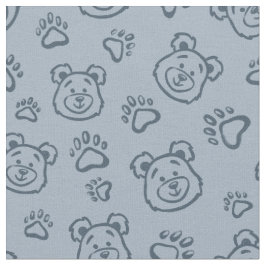 Cute Teddy Bear Paws Boho Boy Baby Kids Blue ファブリック