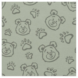 Cute Teddy Bear Paws Boho Boy Baby Kids Sage Green ファブリック
