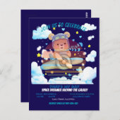 Cute Teddy Bear Pilot Airplane Art ポストカード (正面/裏面)