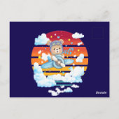 Cute Teddy Bear Pilot Airplane Art ポストカード (裏面)