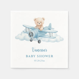 Cute Teddy Bear Pilot Paper Napkin スタンダードカクテルナプキン