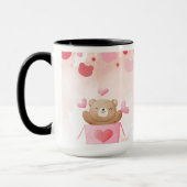 ​Cute Teddy Bear & Pink Hearts Coffee Mug マグカップ (左)