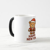 Cute Teddy Bear Santa Happy New Year Sticker モーフィングマグカップ (正面左)